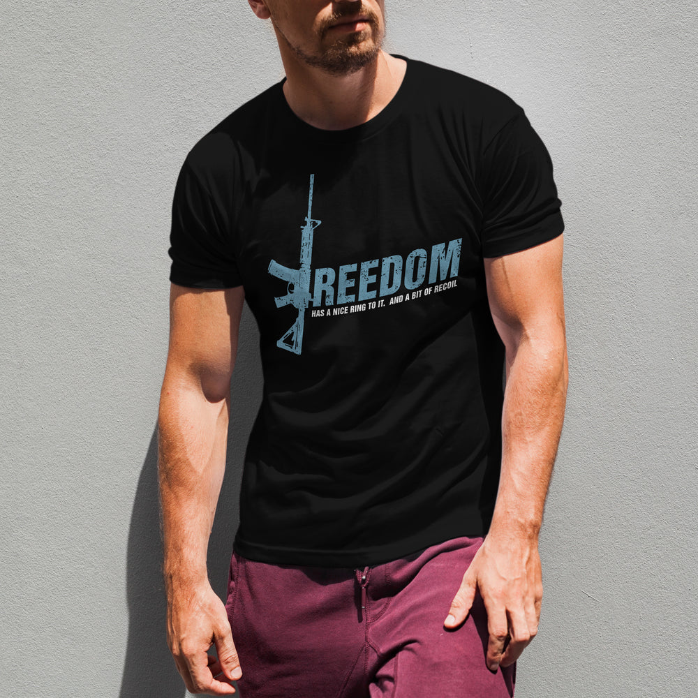 Freedom Has a Nice Ring to It. And a Bit of Recoil - Men's Pro Gun Clothing - Black T Shirts
