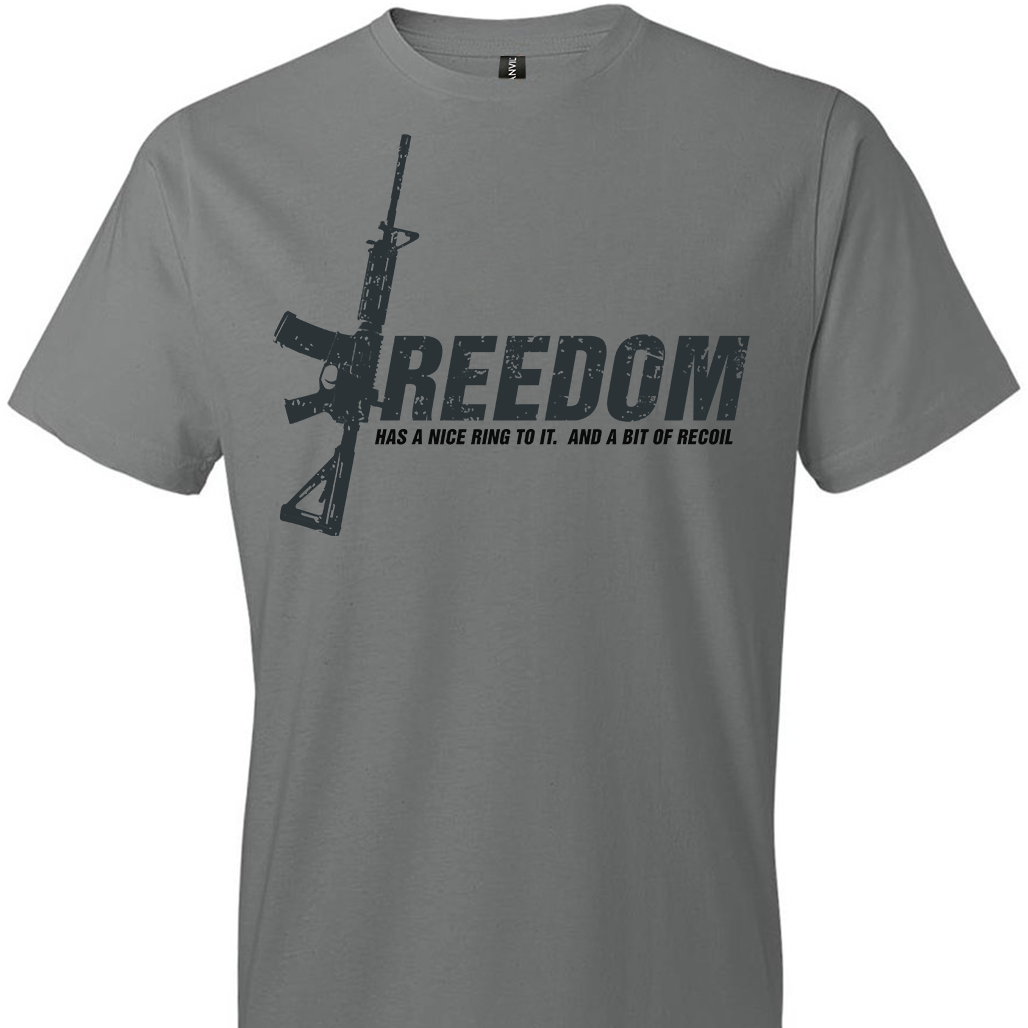 Freedom Has a Nice Ring to It. And a Bit of Recoil - Men's Pro Gun Clothing - Grey T Shirts