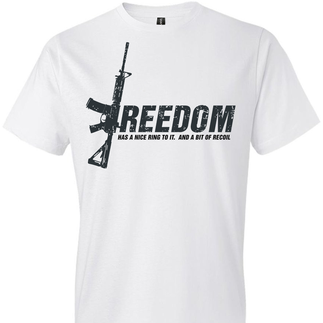 Freedom Has a Nice Ring to It. And a Bit of Recoil - Men's Pro Gun Clothing - White T Shirts