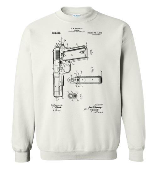 Colt Browning 1911 Handgun Patent Men's Sweatshirt -  White