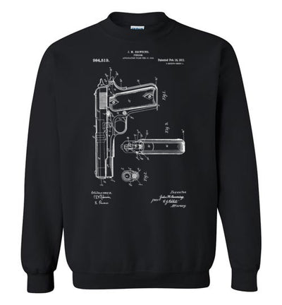 Colt Browning 1911 Handgun Patent Men's Sweatshirt -  Black