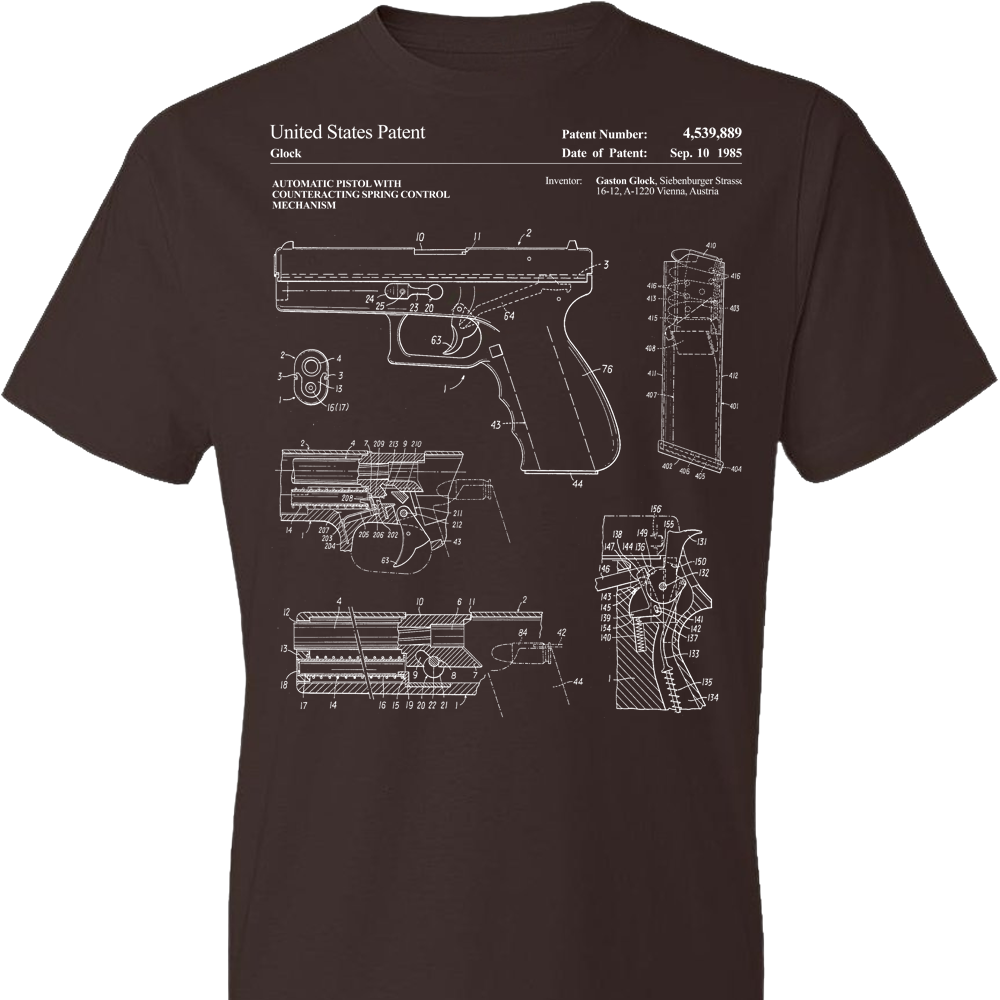 Glock Handgun Patent Pro Gun Men's T shirt - Chocolate