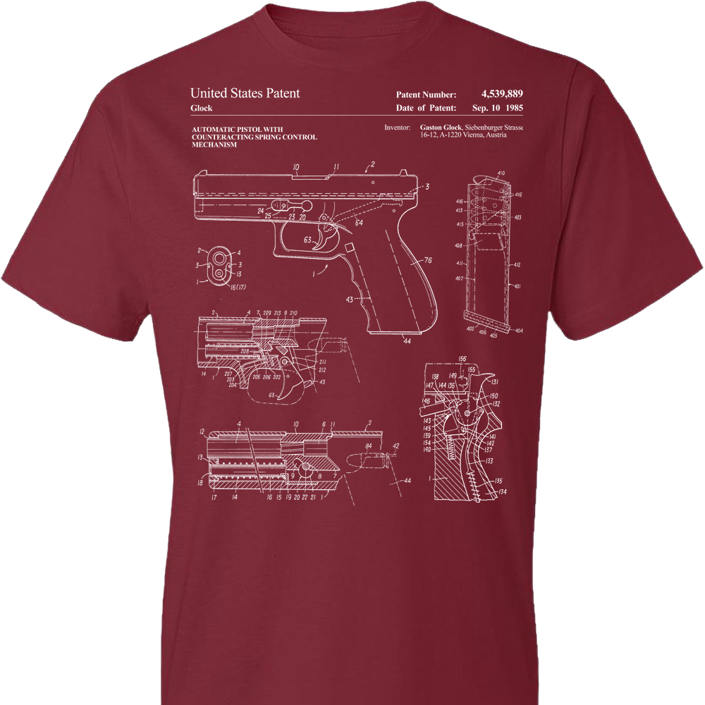 Glock Handgun Patent Pro Gun Men's T shirt - Red