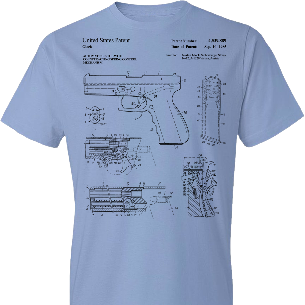 Glock Handgun Patent Pro Gun Men's T shirt - Light Blue