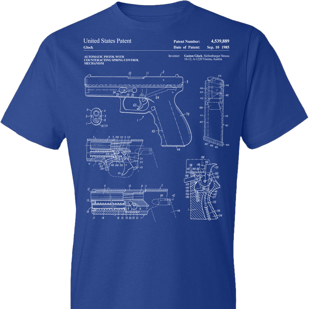Glock Handgun Patent Pro Gun Men's T shirt - Blue
