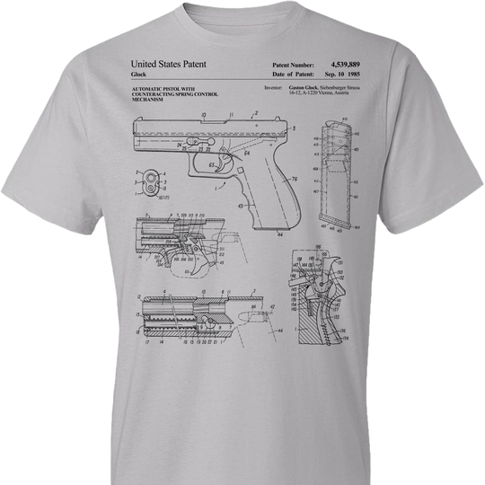 Glock Handgun Patent Pro Gun Men's T shirt - Silver