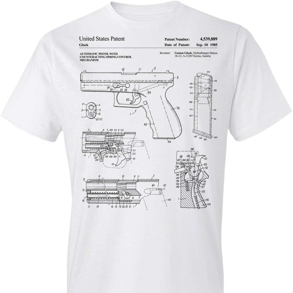 Glock Handgun Patent Pro Gun Men's T shirt - White