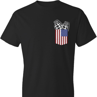 Pocket With Grenades Men's 2nd Amendment T-Shirt - Black
