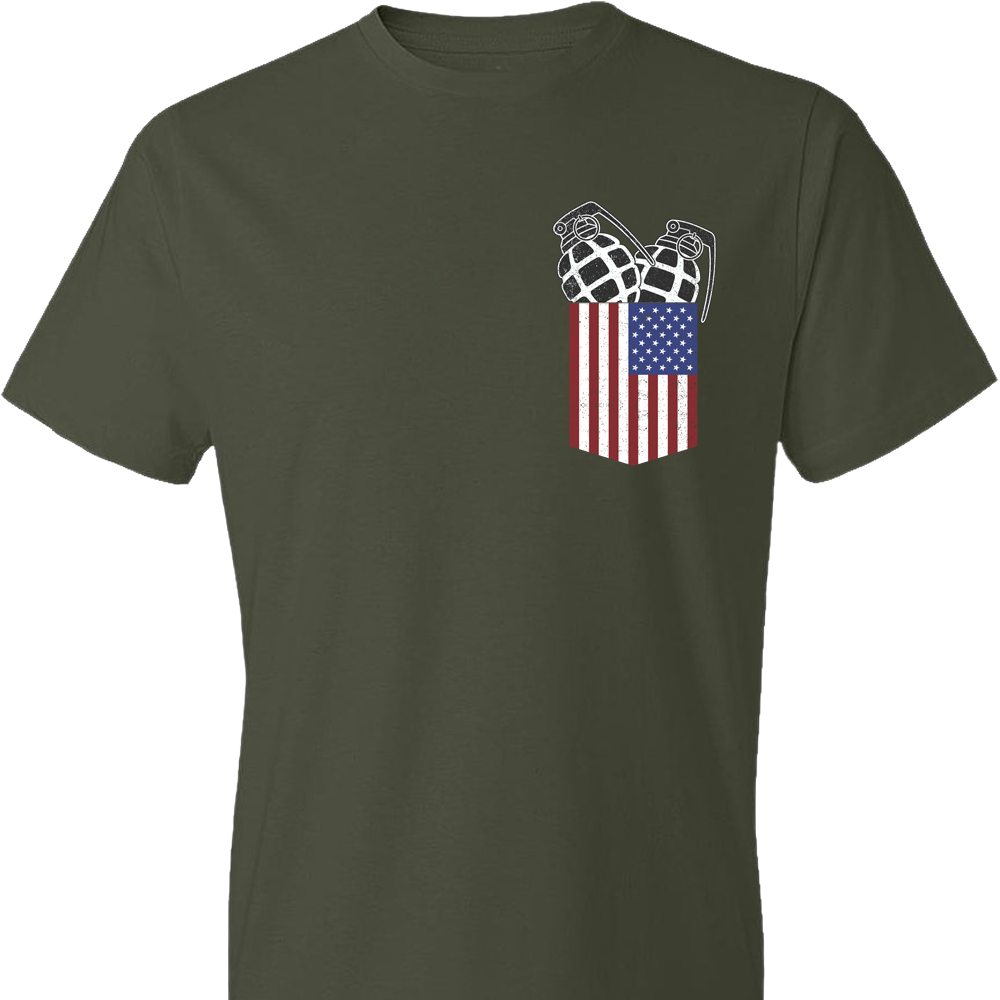 Pocket With Grenades Men's 2nd Amendment T-Shirt - City Green