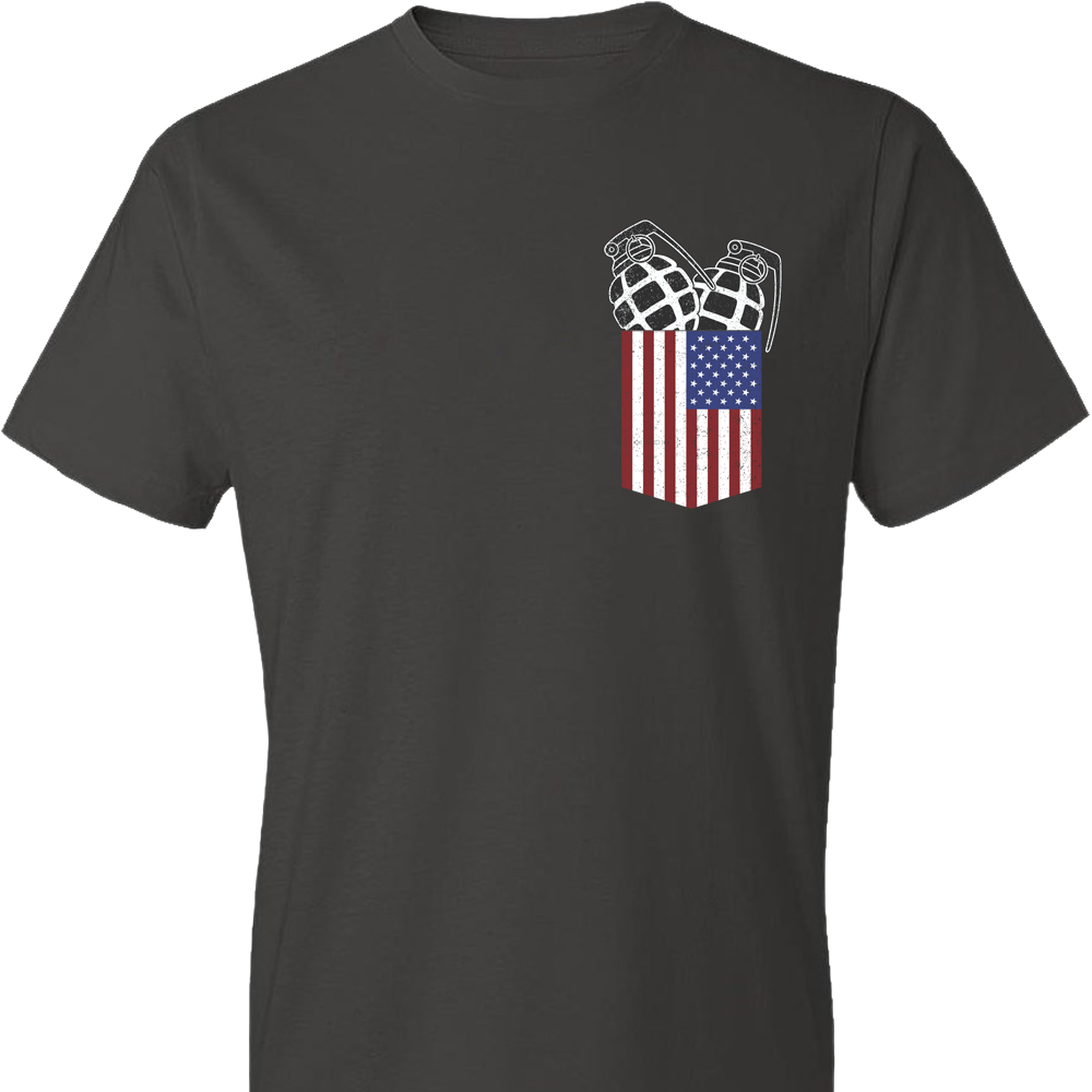 Pocket With Grenades Men's 2nd Amendment T-Shirt - Smoke