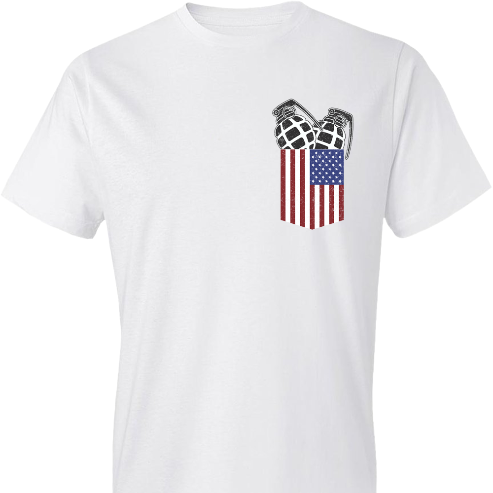 Pocket With Grenades Men's 2nd Amendment T-Shirt - White