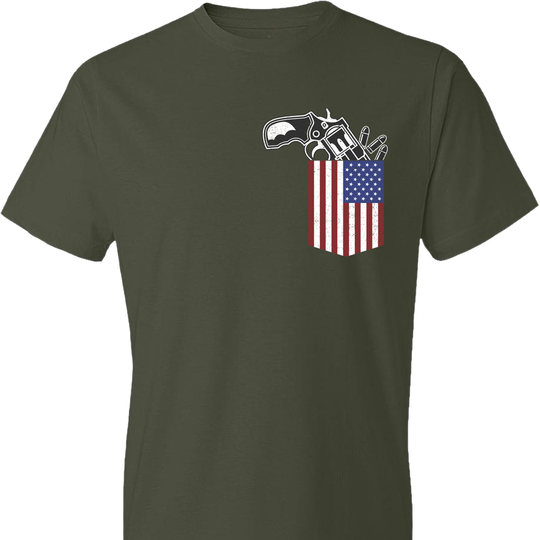 Gun in the Pocket, USA Flag-2nd Amendment Men's T Shirts-City Green