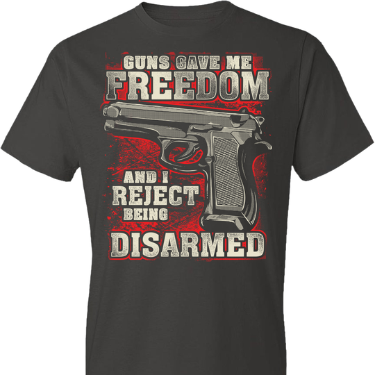 Gun Gave Me Freedom and I Reject Being Disarmed - Men's Apparel - Dark Grey T Shirts