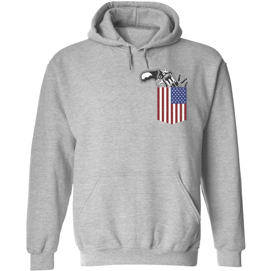 Gun in the Pocket, USA Flag-2nd Amendment Hoodie-Sports Grey