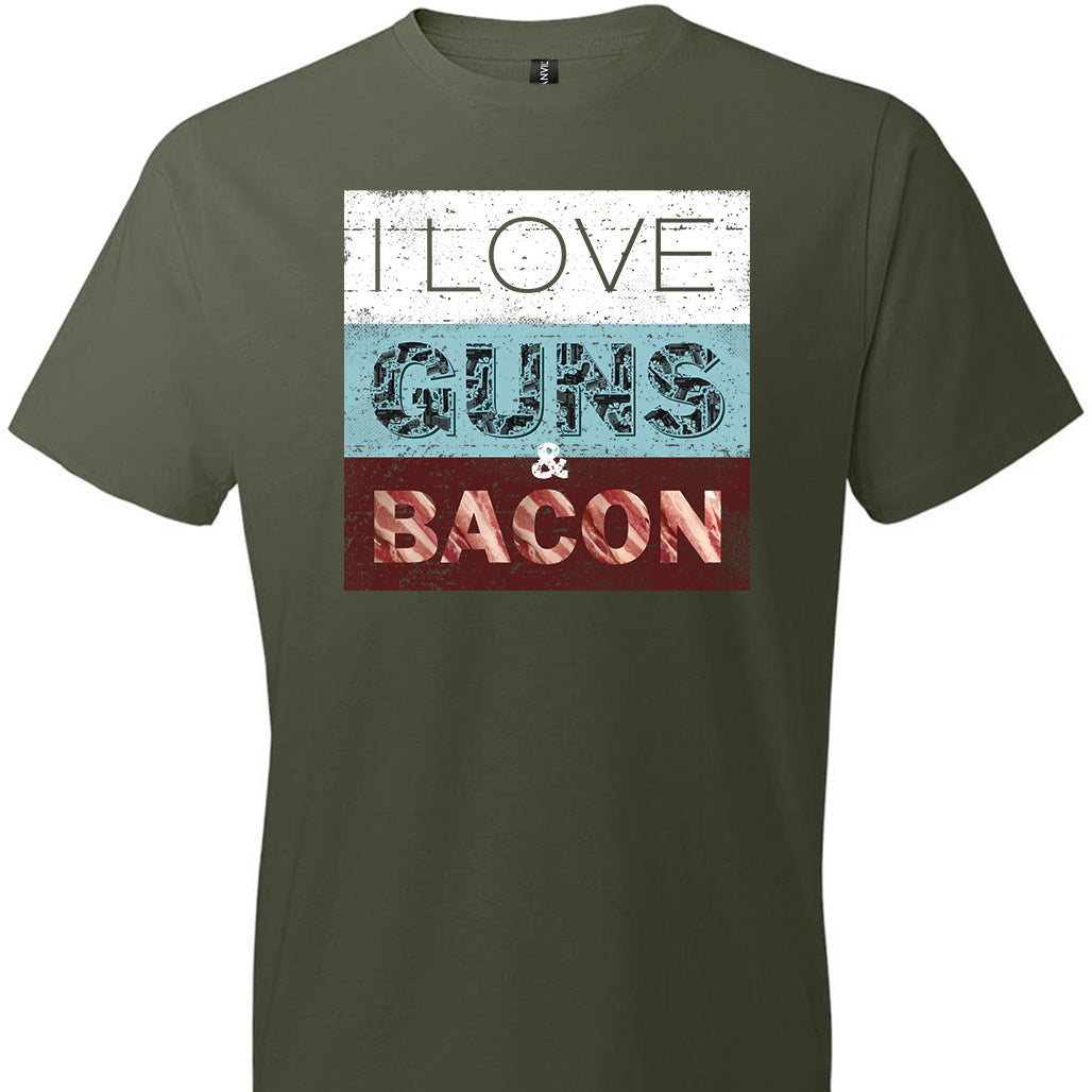 I Love Guns & Bacon - Men's Pro Firearms Apparel - City Green T-Shirt