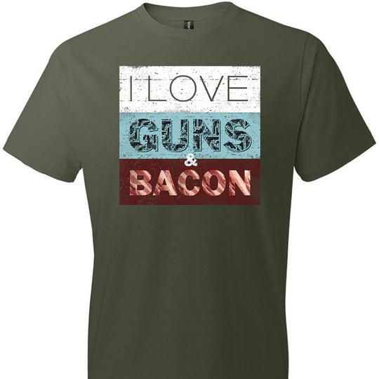 I Love Guns & Bacon - Men's Pro Firearms Apparel - City Green T-Shirt