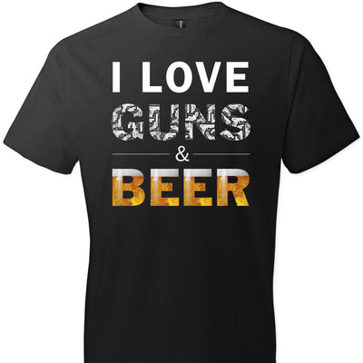 I Love Guns & Beer - Men's Pro Firearms Apparel - Black T Shirts