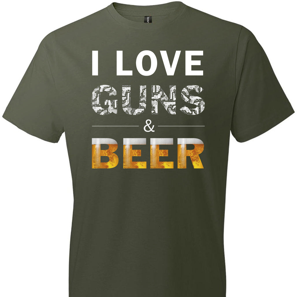 I Love Guns & Beer - Men's Pro Firearms Apparel - City Green T Shirts