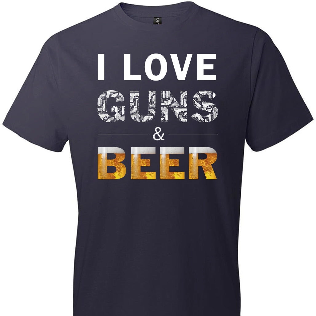 I Love Guns & Beer - Men's Pro Firearms Apparel - Navy T Shirts