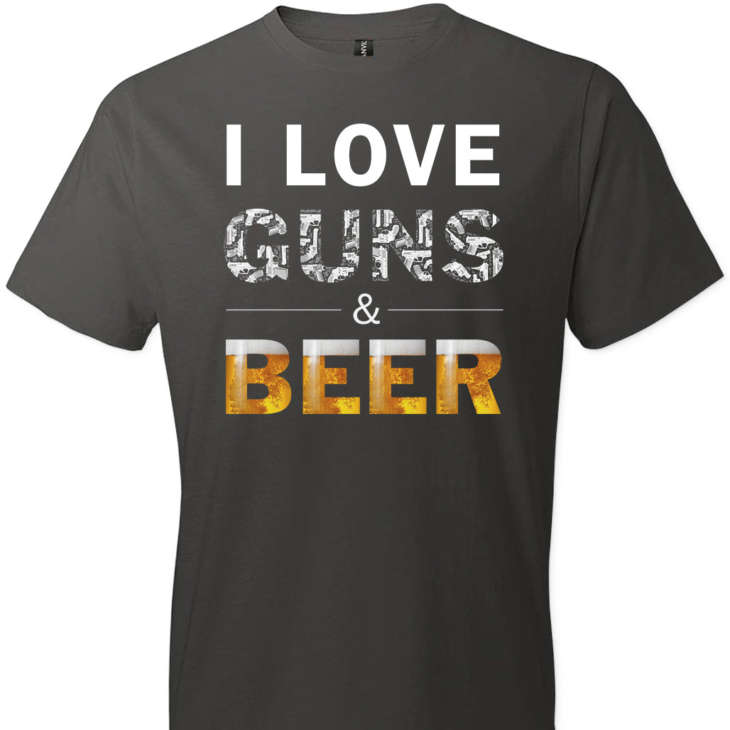 I Love Guns & Beer - Men's Pro Firearms Apparel - Smoke T Shirts