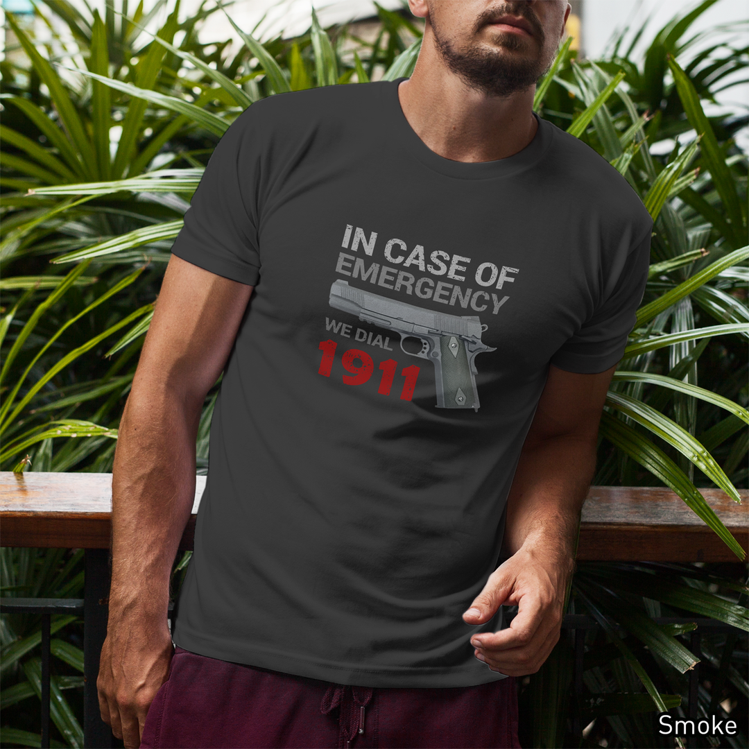 In Case of Emergency We Dial 1911 Pro Gun Men's T-Shirt - Smoke