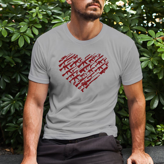 I Love Guns, Heart Made of Guns - Men's T Shirts - Light Grey
