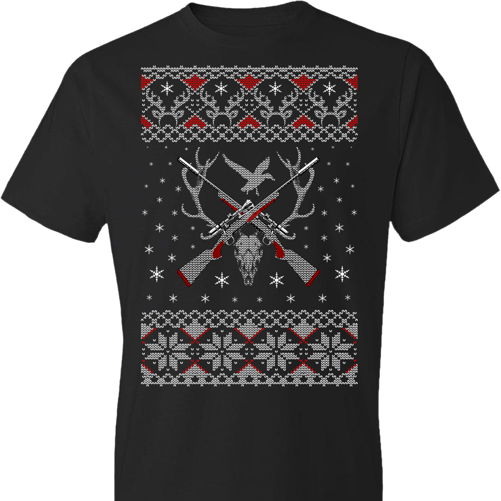 Hunting Ugly Christmas Sweater - Shooting Men's Tshirt - Black