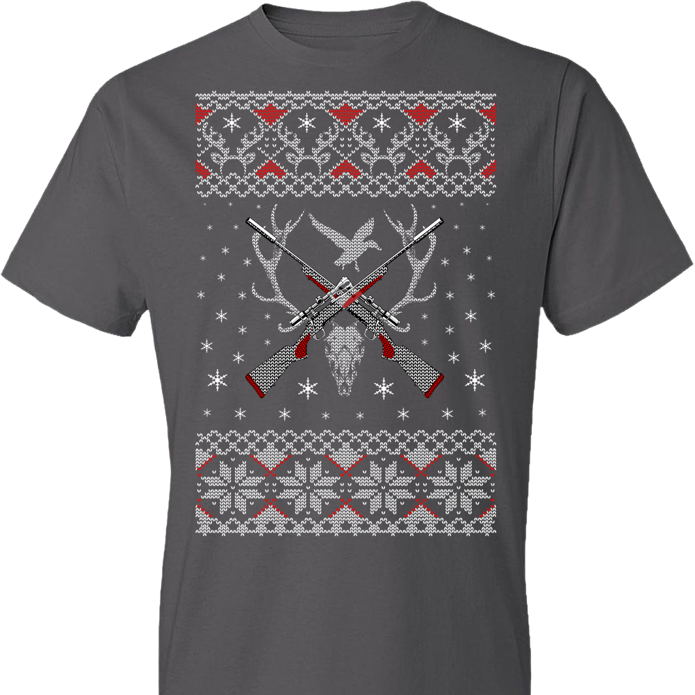 Hunting Ugly Christmas Sweater - Shooting Men's Tshirt - Charcoal