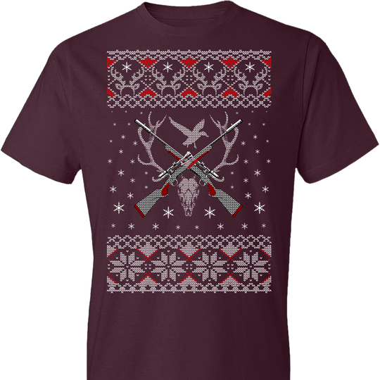 Hunting Ugly Christmas Sweater - Shooting Men's Tshirt - Maroon