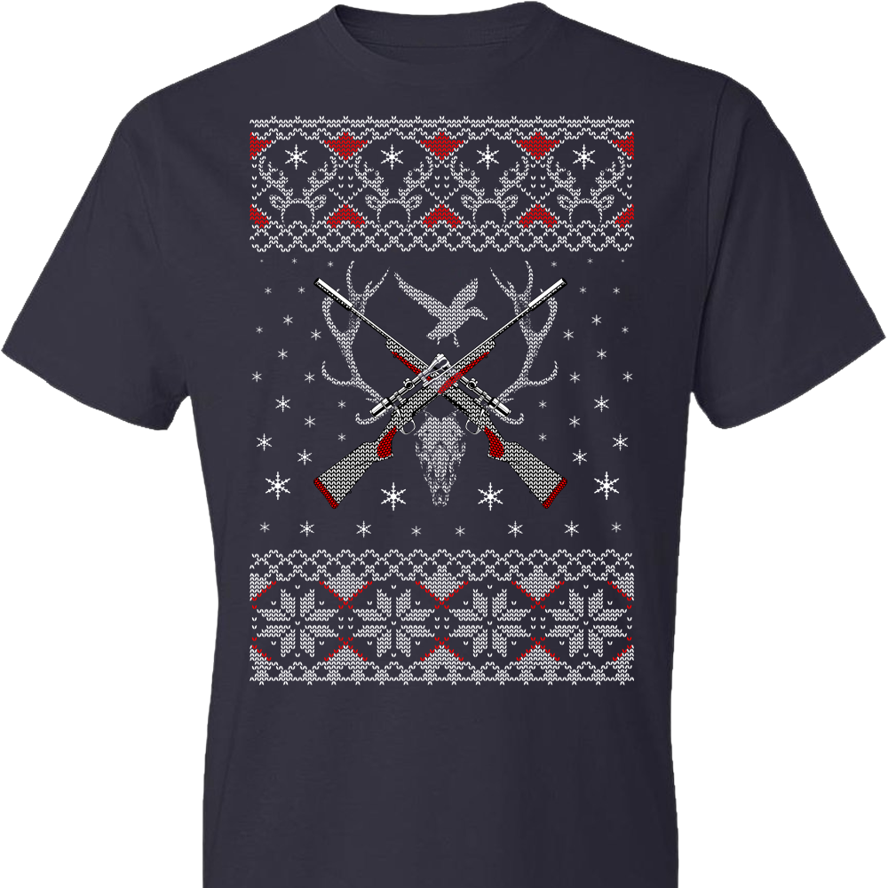 Hunting Ugly Christmas Sweater - Shooting Men's Tshirt - Navy