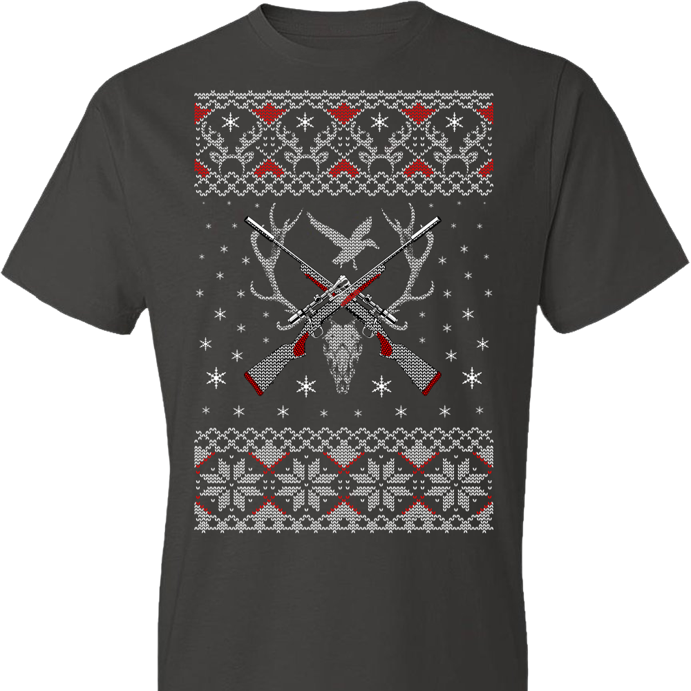 Hunting Ugly Christmas Sweater - Shooting Men's Tshirt - Smoke